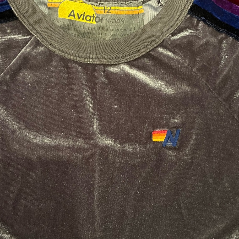 Aviator Nation Charcoal Velvet Sweatshirt